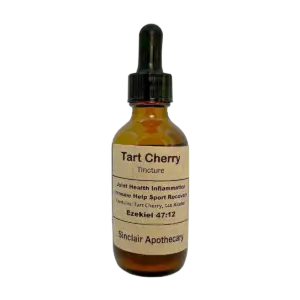 Amber glass bottle of Tart Cherry tincture for joint health, inflammation, and immune support.